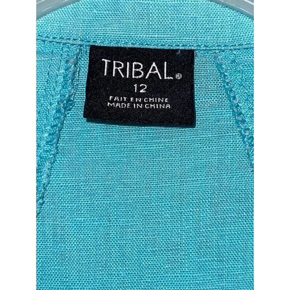 Tribal Women's Light Linen Career Work Teal Jacket Size 12 - Picture 3 of 12